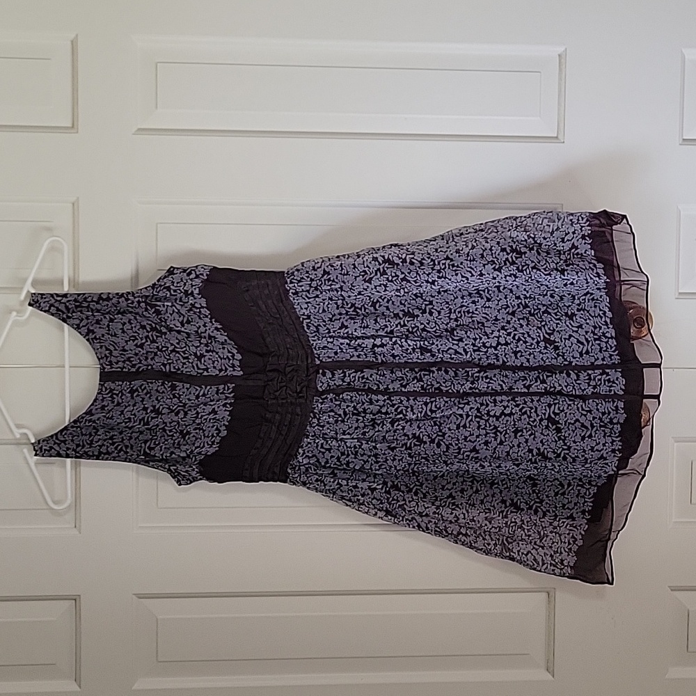 Leon Max black and gray sleeveless silk dress sz 2